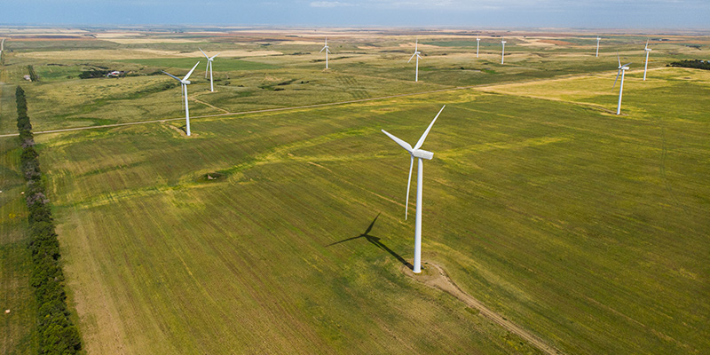 Wind turbines on a prairie landscape