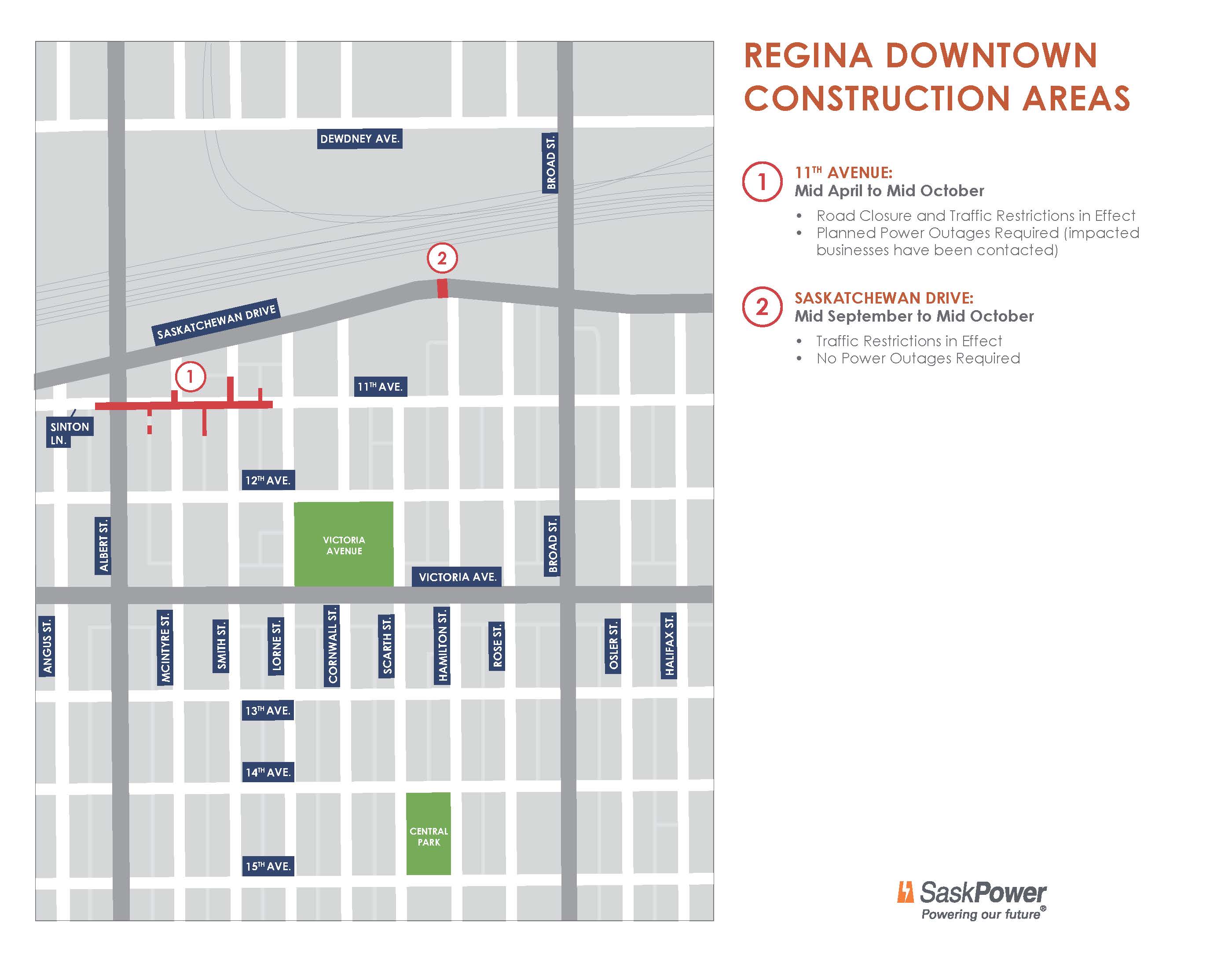 Construction Map Regina Downtown